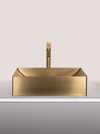 Раковина из нержавеющей стали AltroBagno Futuro AltroBagnoFuturo001013OrSp 50х30 накладная цвет золото