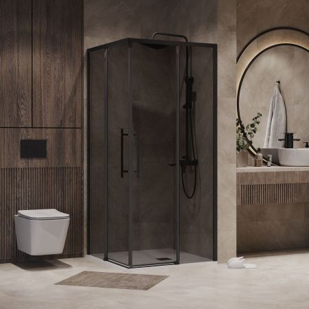 Душевой уголок Niagara Nova NG-2828-34BLACK 80х80 стекло тонированное профиль черный без поддона