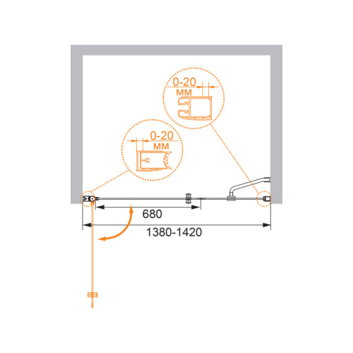 Душевая дверь Cezares ELENA ELENA-W-B-11-60+80-P-Cr-L 140х195 стекло рифленое профиль хром глянцевый - фото 5
