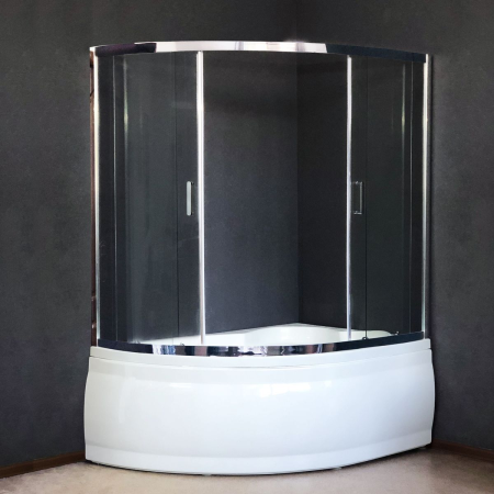 Душевая шторка на ванну Royal Bath ALPINE RB150ALP-T-CH 150х150 стекло прозрачное профиль хром ориентация универсальная