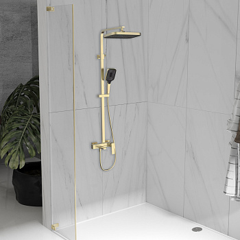 Душевая стойка Vincea Cube VSFS-4C12BG настенная цвет брашированное золото