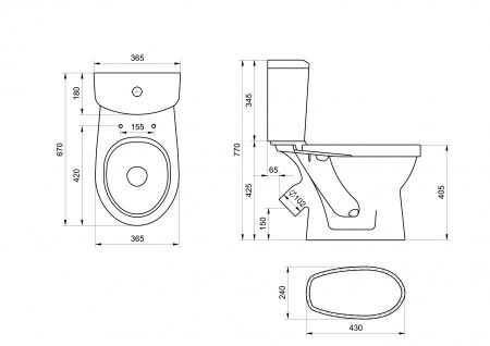 Унитаз-компакт напольный с бачком Santek Бореаль 1WH301704 белый с сиденьем каскадный смыв