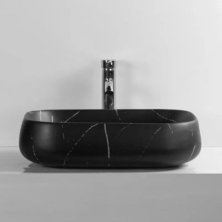 Раковина из сантехнического фарфора Cerutti SPA CR0086 MMB1 50х40 накладная цвет черный без отверстий под смеситель