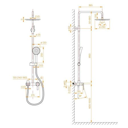 Душевая стойка RGW Shower Panels 51140131-04 настенная цвет черный