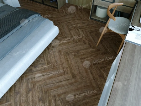 Ламинат Alpine Floor Herringbone 8 Pro New LF102-10 Дуб Бордо толщина 0.8 см 33 класс 606х101