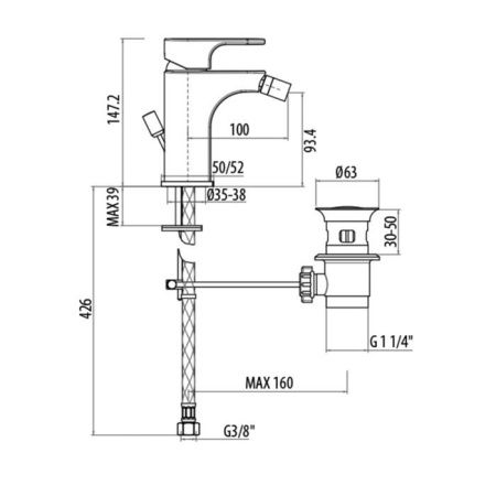 Смеситель Gattoni H2Omix1000 1051/10С0 на биде хром