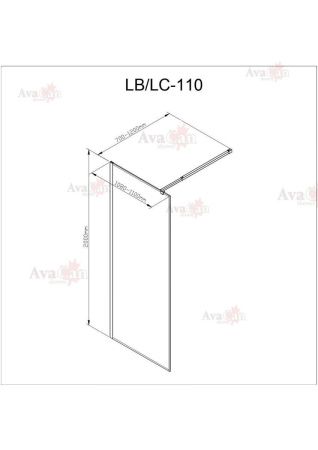 Душевая перегородка AvaCan LB110MT 110х200 стекло с рисунком профиль черный