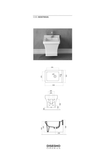 Биде Disegno Ceramica Neo NE00700101 подвесное - фото 2