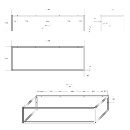 Консоль под раковину BelBagno Etna-Kraft EK-140-ST 140x46x30 - фото 2