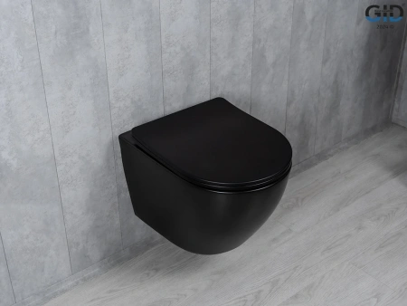 Унитаз подвесной Gid Tornado 62261Y черный матовый с сиденьем микролифт безободковый смыв торнадо