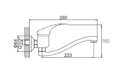 Смеситель для ванны D-Lin D141628 настенный хром