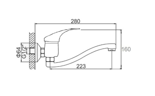 Смеситель для ванны D-Lin D141628 настенный хром - фото 2