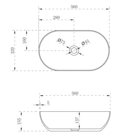 Раковина из искусственного камня Abber STEIN AS2611 60х30 накладная цвет белый без отверстий под смеситель