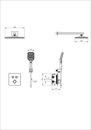 Душевая система Wonzon & Woghand WW-D2017-B-MW встраиваемая в стену цвет белый с термостатом