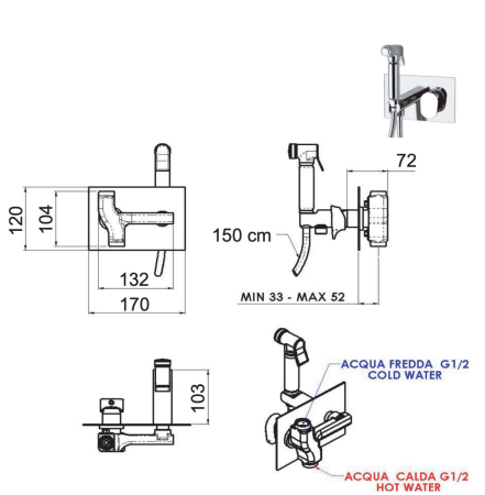 Гигиенический душ со смесителем Remer D60 хром