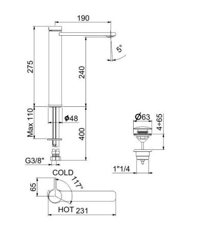 Смеситель Webert Coral CO830402560 на раковину черный