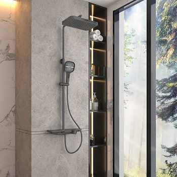 Душевая стойка Vincea VSFS-411GM настенная цвет вороненая сталь