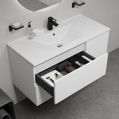 Тумба с раковиной IDDIS Bild BIL10W0i95K 100х45х50 подвесная цвет белый - фото 4