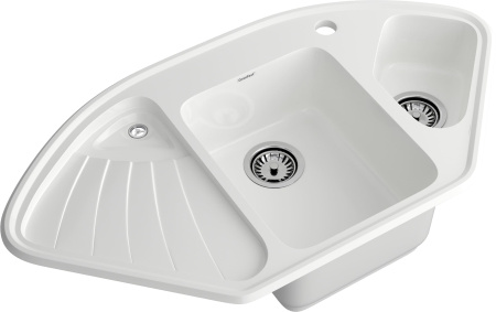 Кухонная мойка Granfest Corner C-1040E иней 104х56 цвет белый поверхность матовая