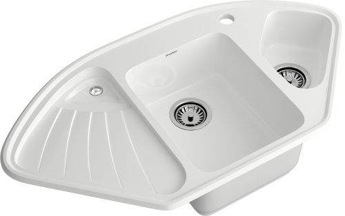 Кухонная мойка Granfest Corner C-1040E иней 104х56 цвет белый - фото 2