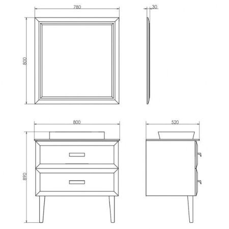 Зеркало Comforty Империя 00004143507CF 80х80 подвесное