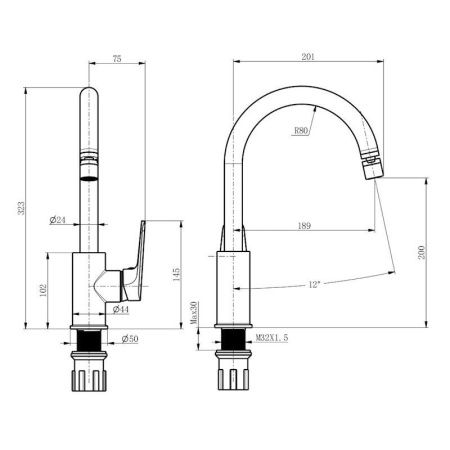 Смеситель для кухни Voda SPL519flex на мойку хром