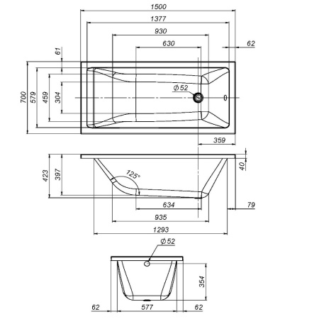 Экран для ванны Am.Pm Gem W93A-150-070W-P