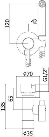 Гигиенический душ со смесителем Paffoni Tweet Round ZDUP110ST нержавеющая сталь