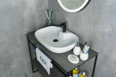 Раковина керамическая Gid Lago 51156 60х40 накладная цвет белый 1 отверстие под смеситель