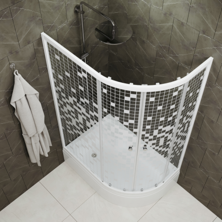 Душевой уголок Тритон Коралл Щ0000061782 120х80 стекло с рисунком профиль белый с поддоном