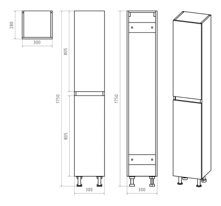 Шкаф-пенал Misty Енисей Э-Ени05030-011 30х170 напольный цвет белый