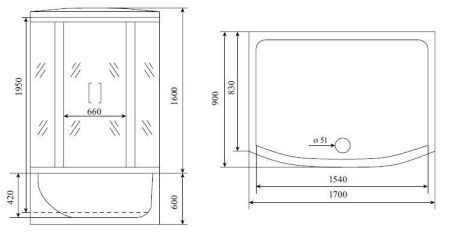 Душевой бокс Timo Lux T-7770 170х88 прямоугольная с крышей