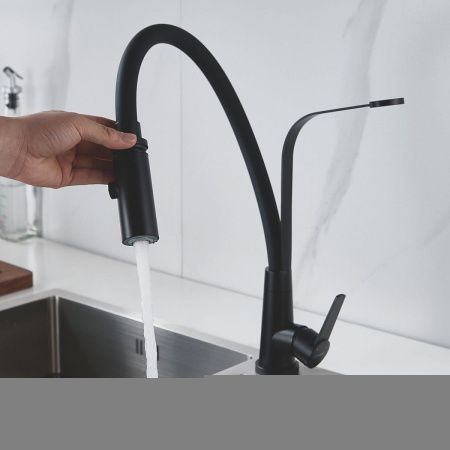 Смеситель для кухни Shevanik S943H-3 на мойку черный