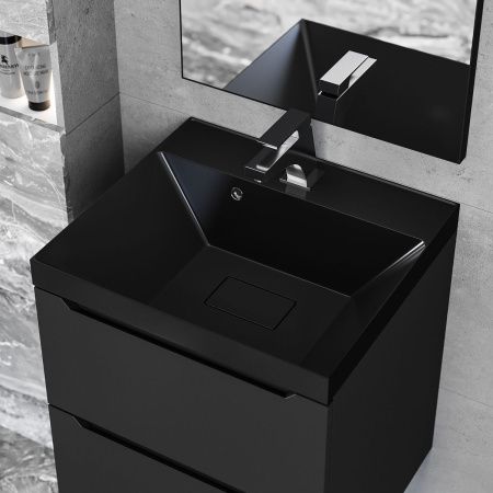 Раковина из искусственного камня Uperwood Classic New RClassicNew50bg 50х50 полувстраиваемая цвет черный