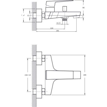 Смеситель для ванны Rush Thira TR3635-44 настенный хром