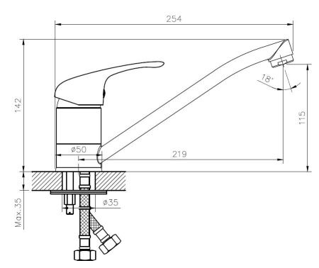 Смеситель для кухни Esko Kitchen K14 Black на мойку черный