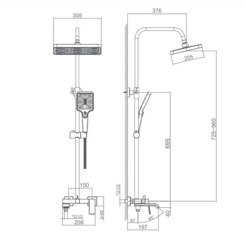 Душевая стойка Haiba HB24575-8 настенная цвет белый - фото 3