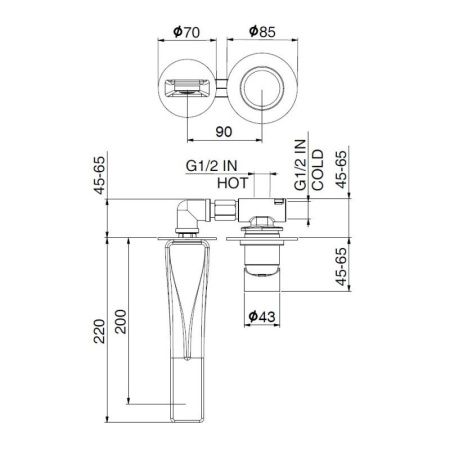 Смеситель для раковины Webert One-B NB830606741 настенный белый/сталь