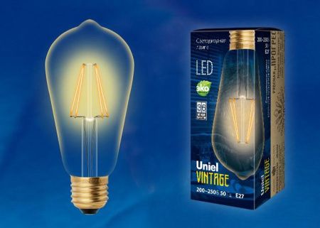 Лампа светодиодная филаментная Uniel Vintage (Винтаге) LED-G95-6W/GOLDEN/E27 GLV21GO
