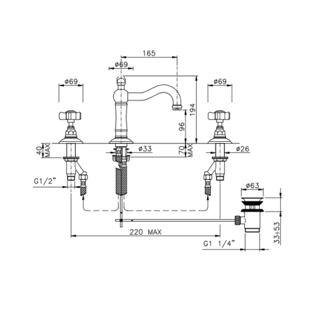 Смеситель Nicolazzi Dames Anglaises 1409CR18 на раковину хром