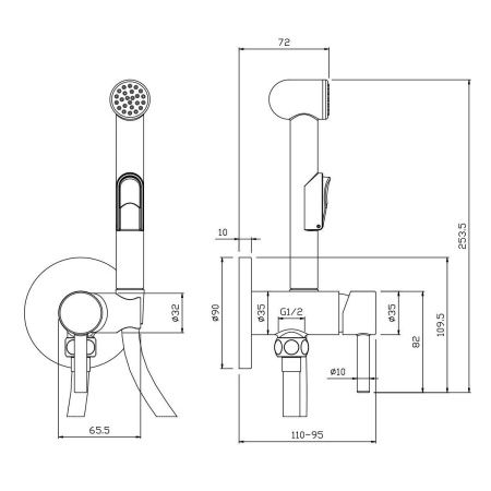 Гигиенический душ со смесителем Rossinka X X25-51 хром