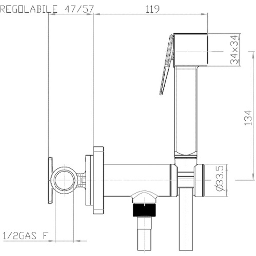 Гигенический душ со смесителем Bossini Cube Brass E38003B.073_УЦ черный матовый (мелкие царапины) - фото 2