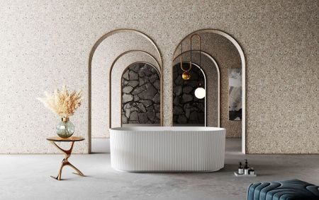 Ванна из искусственного камня Abber Stein AS9601 170х75 отдельностоящая овальная с каркасом