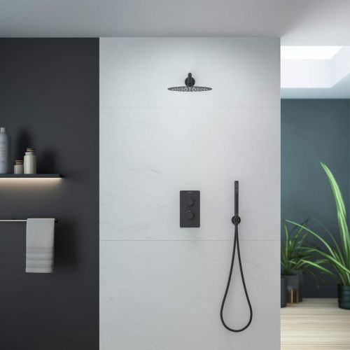 Душевая система Aquatek ЕВРОПА AQ1376MB встраиваемая в стену цвет черный с термостатом - фото 5