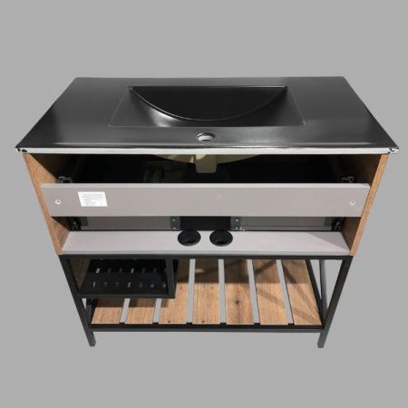 Тумба с раковиной Comforty Бредфорд 00004148003CF 90х50 напольная цвет коричневый