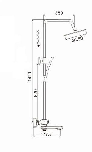 Душевая стойка Rose R3996T настенная цвет пепельный с термостатом - фото 3