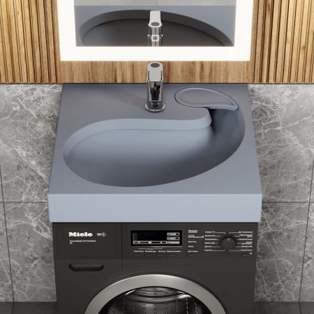 Раковина из искусственного камня Uperwood Comforty 2930205238 60х60 над стиральной машиной цвет серый