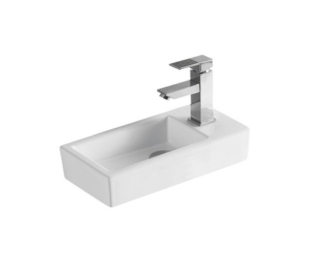 Раковина из санфаянса CeramaLux 9272L 37х18 накладная цвет белый 1 отверстие под смеситель