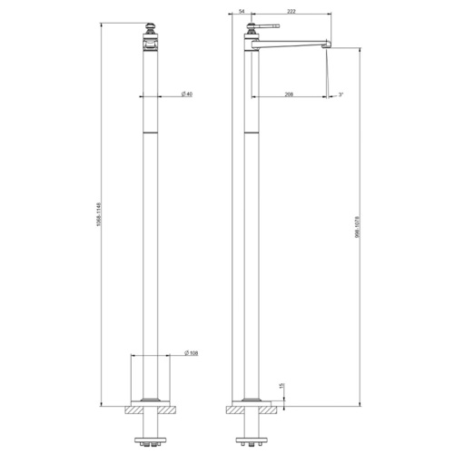 Смеситель для раковины Gessi Venti20 65095#031 напольный хром (внешняя часть) - фото 2