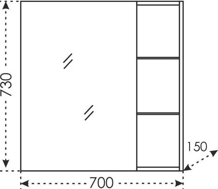 Зеркало-шкаф СанТа Дублин 123005 70х70 подвесной цвет белый
